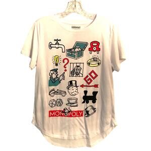 Monopoly Womens Tee Graphics Game Short Sleeve Like New Size Large 11 13